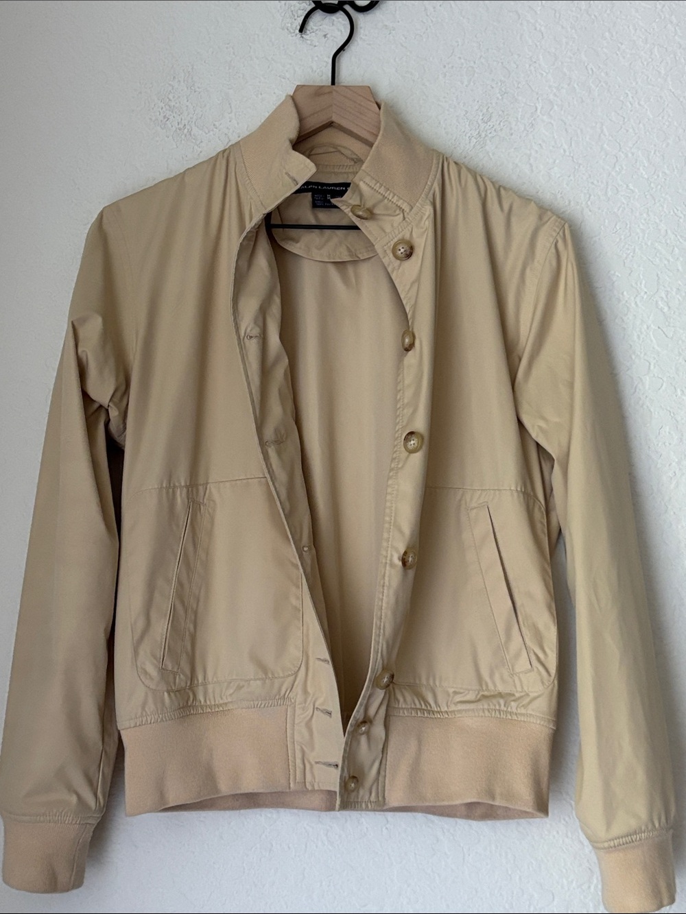 Ralph Lauren Beige Lightweight Khaki Bomber Jacket size Medium